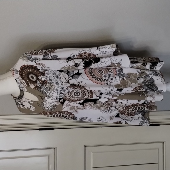 SOL RHR women's size 3X Boho printed floral top ruffle sleeve green white coral - Picture 2 of 9